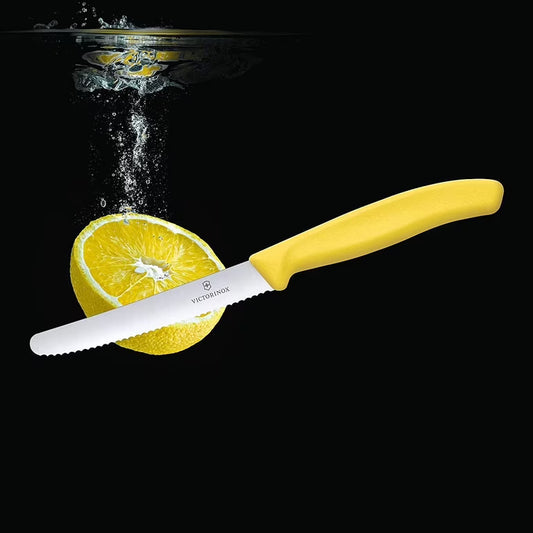 Victorinox Tom 11cm Round Tip Wavy Yellow Knife - 6.7836.L118