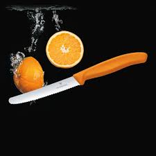 Victorinox Tom 11cm Round Tip Wavy Orange Knife - 6.7836.L119