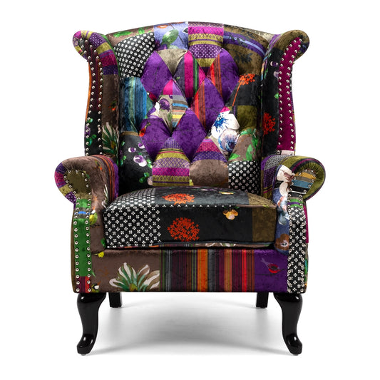 Patchwork Wingback Armchair - MEIPATCHA2199
